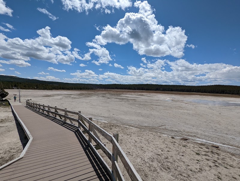 Hiking to the Fountain Paint Pot in Yellowstone National Park surrounding landscape